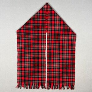 VTG Pendleton‎ Tartan Plaid Wool Scarf Red Green Black Fringe 1970s Made in USA